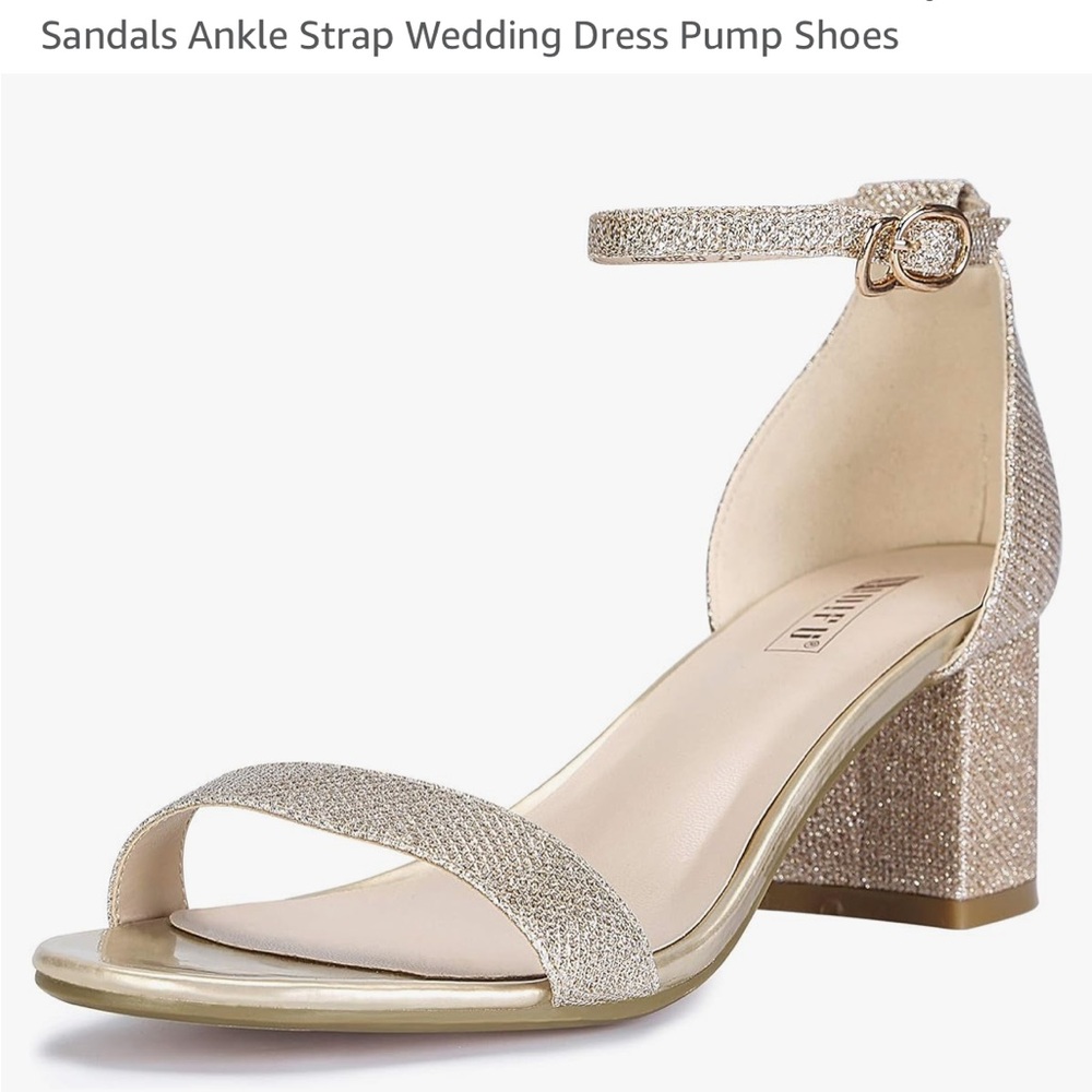 Elegant Gold Ankle Strap Wedding Pumps